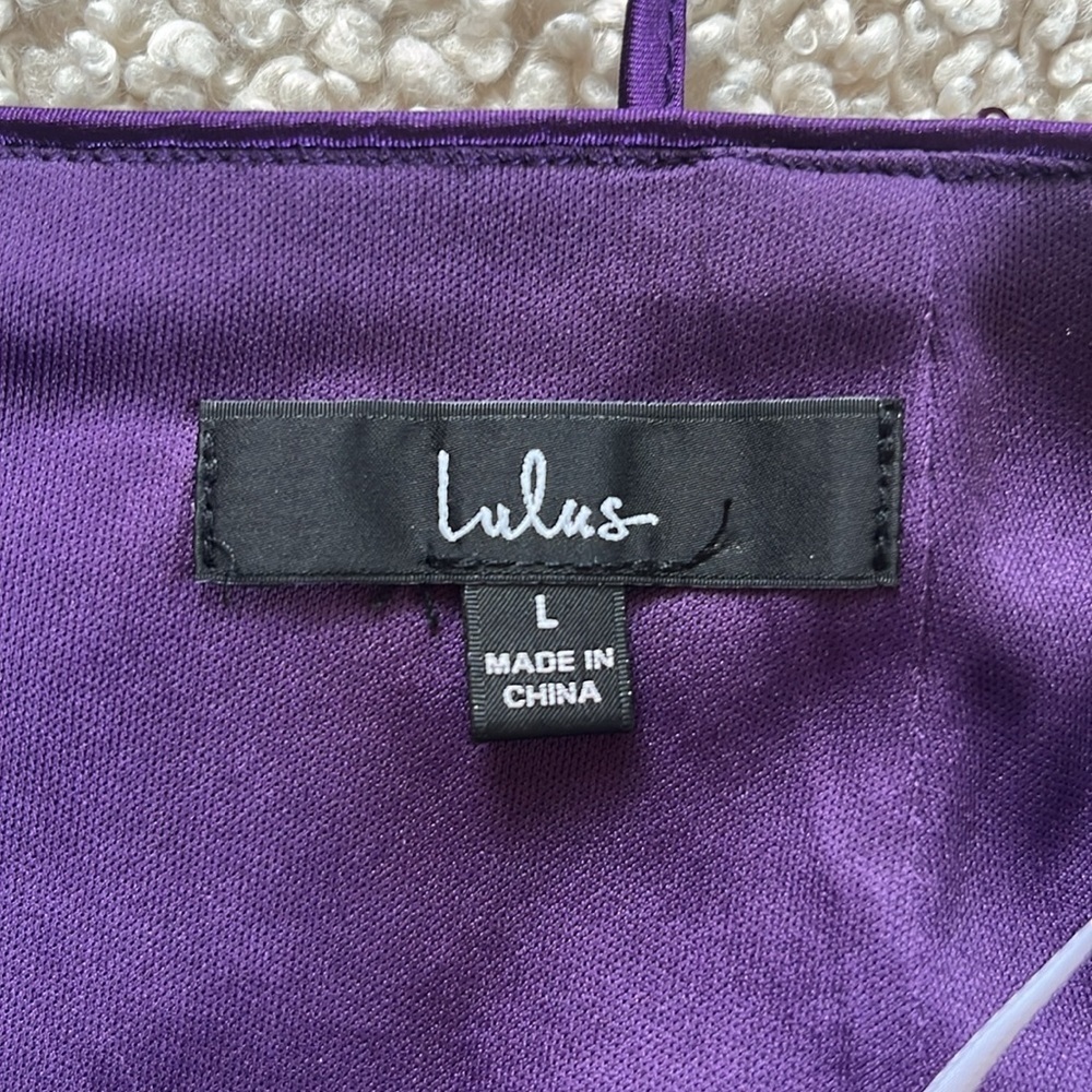 LULUS Purple Sequin Lace-Up Two-Piece Mini Dress NWT Size Large - Picture 11 of 14